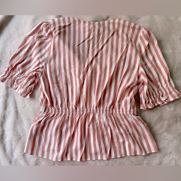 NWT Madewell Courtyard Ruffle Hem Peplum Striped Top Blush Size S - Picture 6 of 7